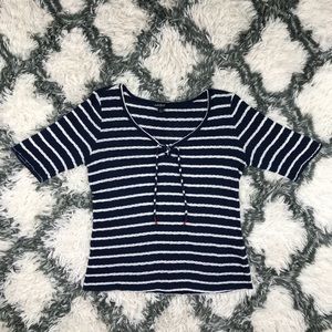 Lucky Brand Women's 3/4 Sleeve Top navy blue Large